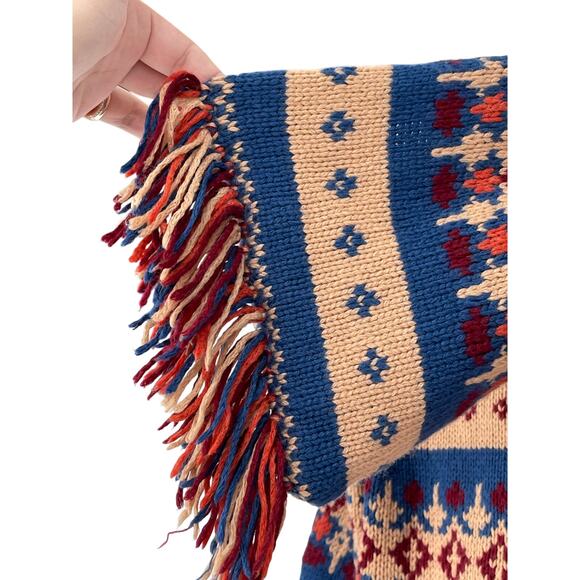 Sparrow Anthropologie Fair Isle Chunky Knit Zip Hoodie Sweater XS Cabincore - Picture 4 of 6